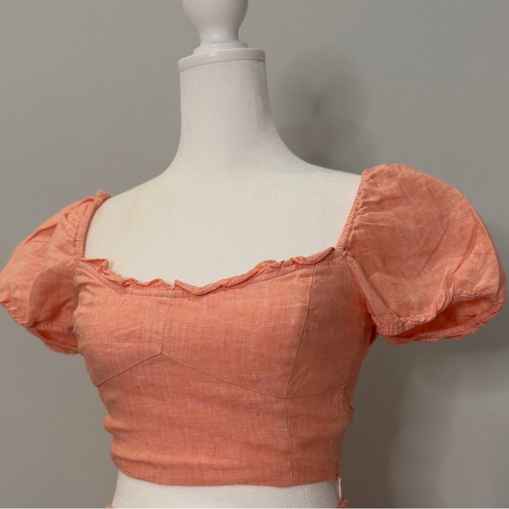 Wilfred Coral Ruffle Crop Top